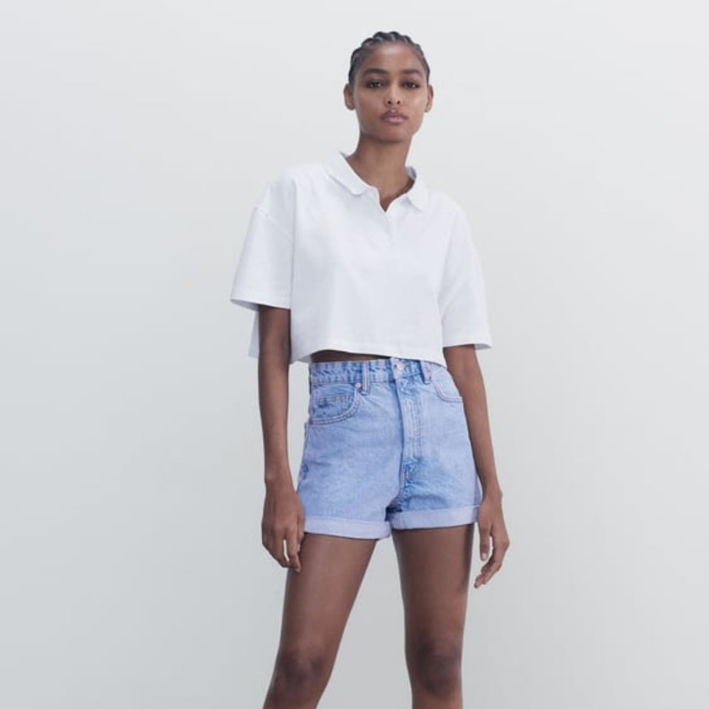 Light Wash Mom Fit Denim Shorts